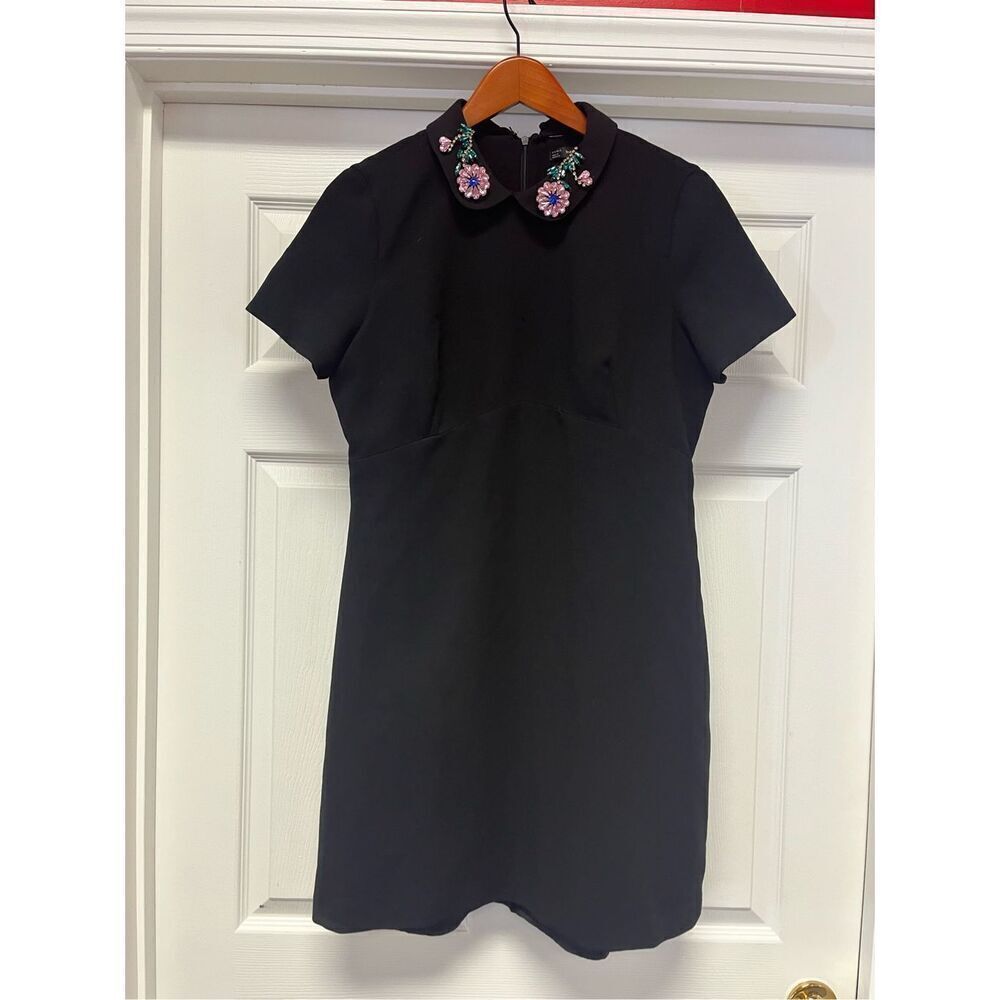 Zara Perfect Little Back Dress Removable Crystal Removable Collar Sz XL
